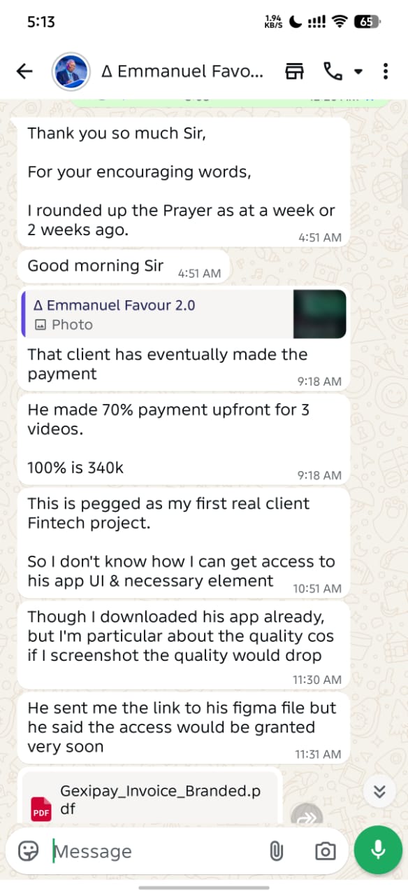 Emmanuel Favour result screenshot