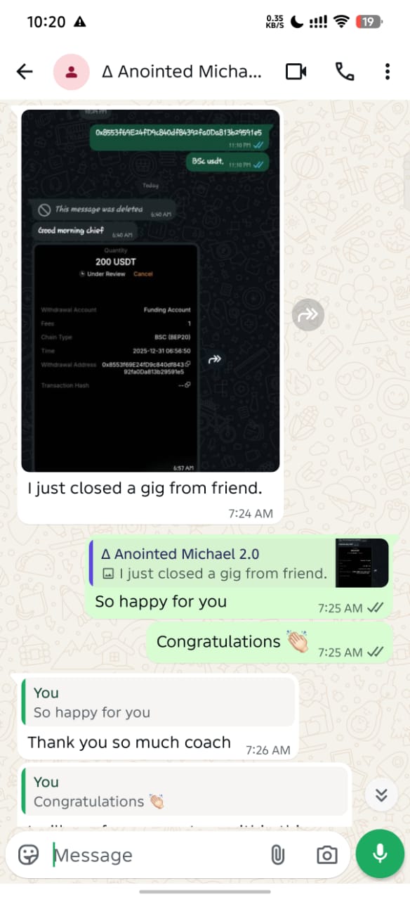 Anointed Michael gig payment screenshot