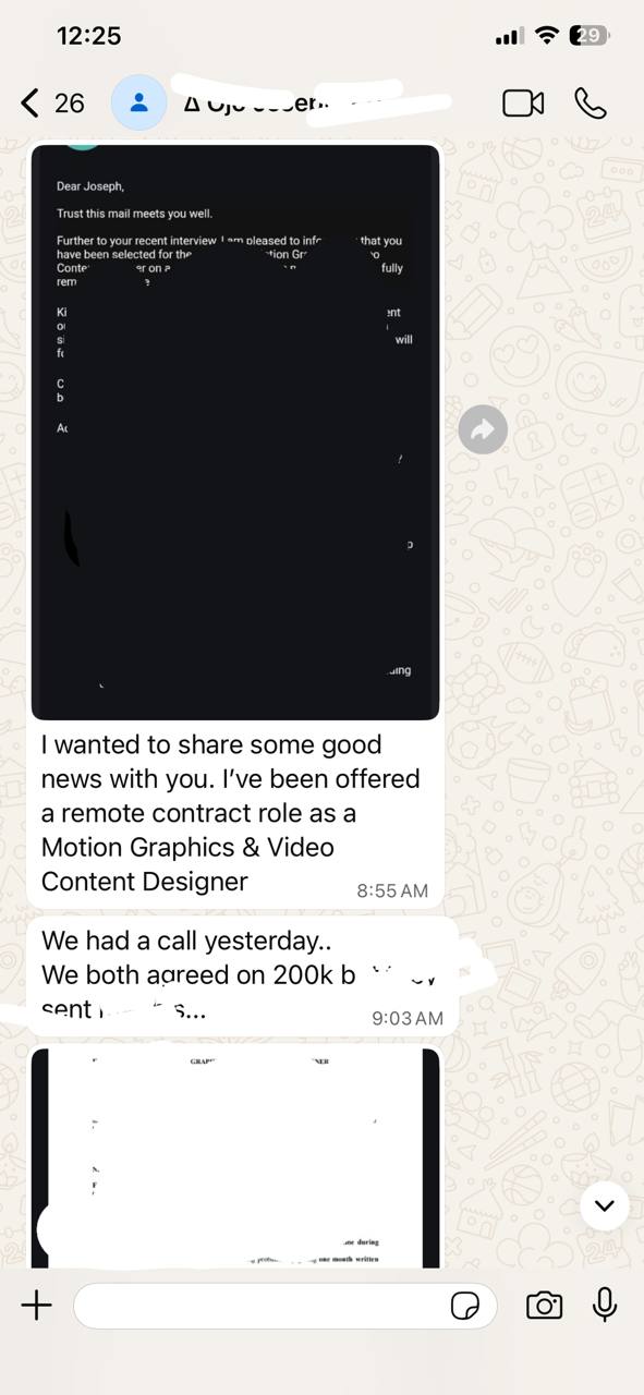 Ojo Joseph remote contract role screenshot